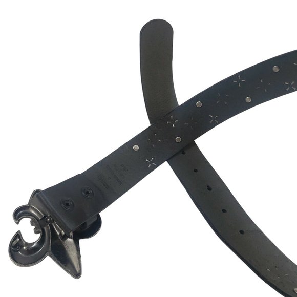 Fleur De Lis Belt Women's S Embellished Rhinestones Studded Glam Rock Chunky - Picture 6 of 7